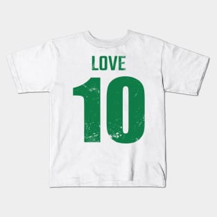 Jordan Alexander Love Distressed Green Jersey Number 10 American Football Quarterback QB Kids T-Shirt